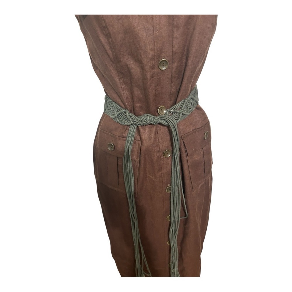 Maggie London, Safari utility dress. Brown Button-Down Dress - Picture 4 of 15